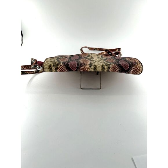 Betty Barclay Faux Snake Skin Crossbody Bag with Wristlet Handle Pink Tan Green - Picture 12 of 13